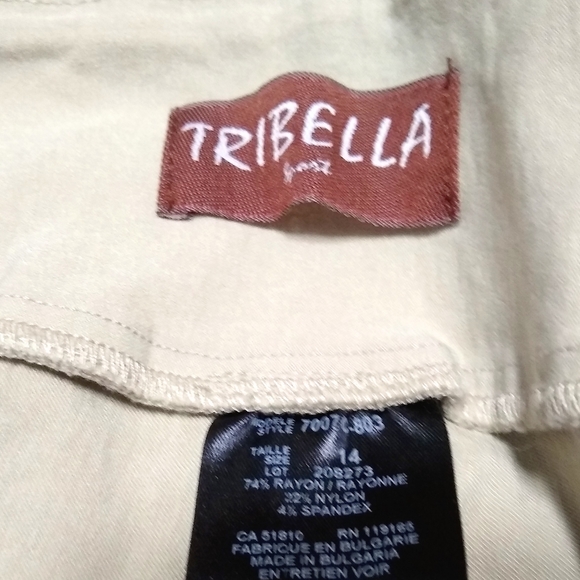 TRIBELLA SPORT stretch pull on tan pants,  14 - Picture 2 of 9